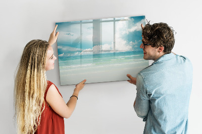 Pizarra borrable de cristal con imanes Tablero magnético con fotos de la playa