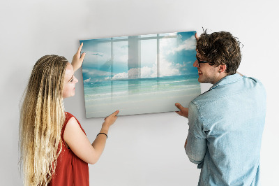 Pizarra borrable de cristal con imanes Tablero magnético con fotos de la playa