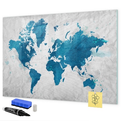 Pizarra magnética de pared con rotulador Mapa del mundo con fotos personales