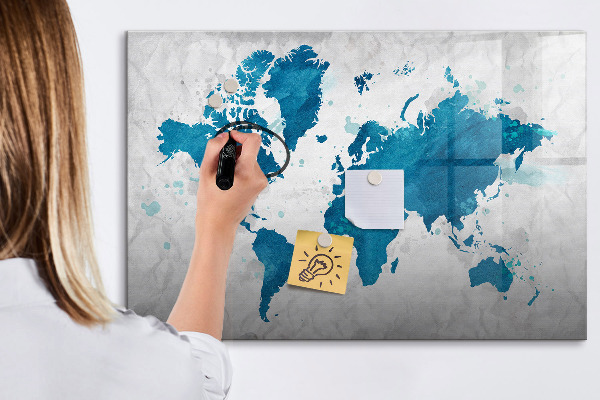 Pizarra magnética de pared con rotulador Mapa del mundo con fotos personales