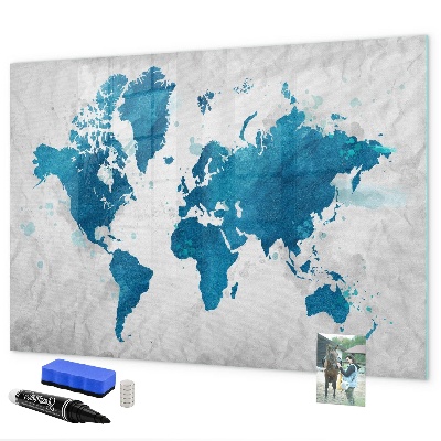 Pizarra magnética de pared con rotulador Mapa del mundo con fotos personales