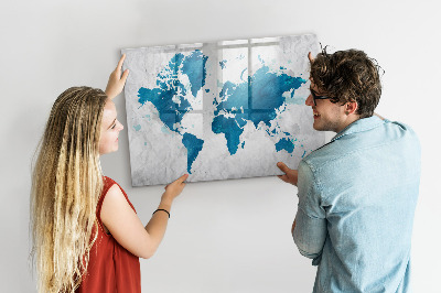 Pizarra magnética de pared con rotulador Mapa del mundo con fotos personales