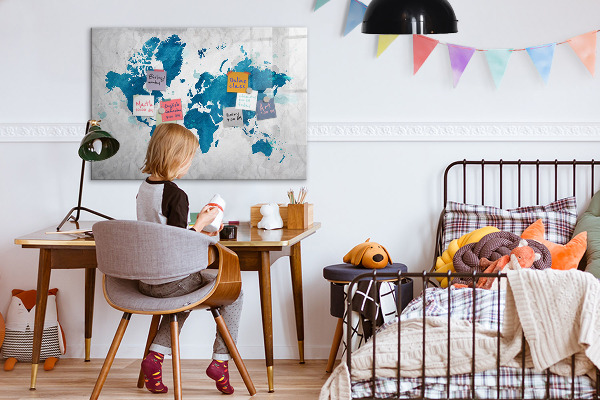 Pizarra magnética de pared con rotulador Mapa del mundo con fotos personales