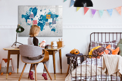 Pizarra magnética de pared con rotulador Mapa del mundo con fotos personales