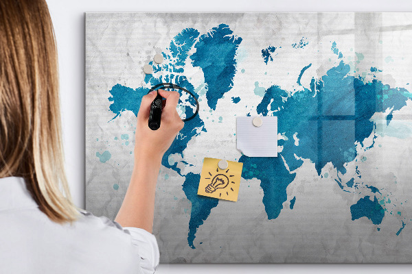 Pizarra magnética de pared con rotulador Mapa del mundo con fotos personales