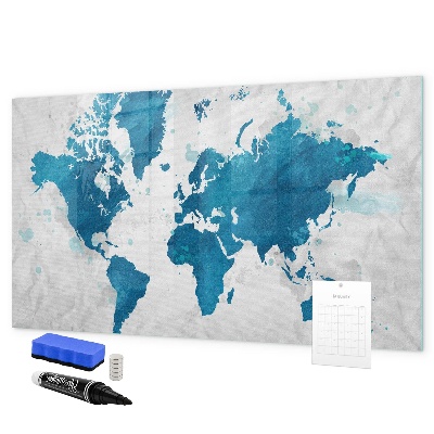 Pizarra magnética de pared con rotulador Mapa del mundo con fotos personales