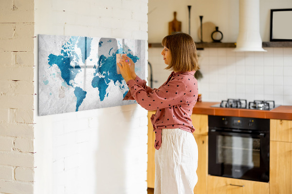 Pizarra magnética de pared con rotulador Mapa del mundo con fotos personales
