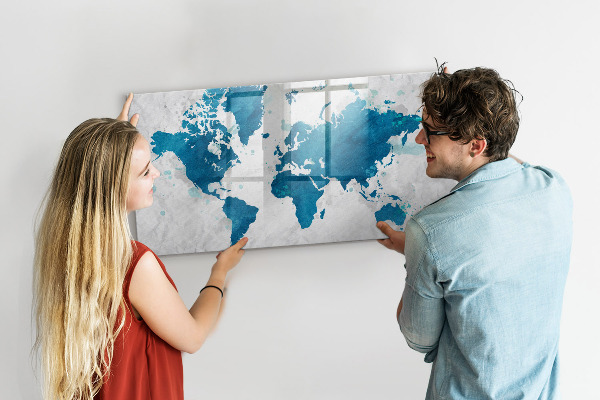 Pizarra magnética de pared con rotulador Mapa del mundo con fotos personales