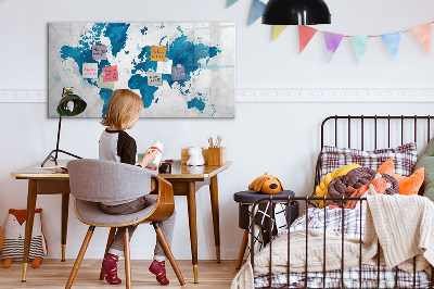 Pizarra magnética de pared con rotulador Mapa del mundo con fotos personales