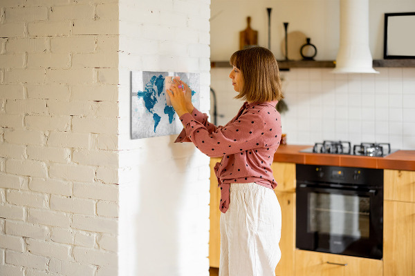 Pizarra magnética de pared con rotulador Mapa del mundo con fotos personales