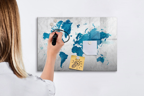 Pizarra magnética de pared con rotulador Mapa del mundo con fotos personales