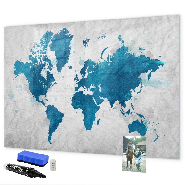 Pizarra magnética de pared con rotulador Mapa del mundo con fotos personales