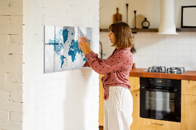 Pizarra magnética de pared con rotulador Mapa del mundo con fotos personales