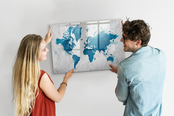 Pizarra magnética de pared con rotulador Mapa del mundo con fotos personales
