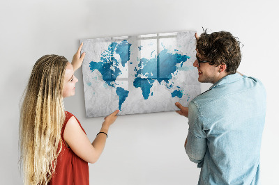 Pizarra magnética de pared con rotulador Mapa del mundo con fotos personales