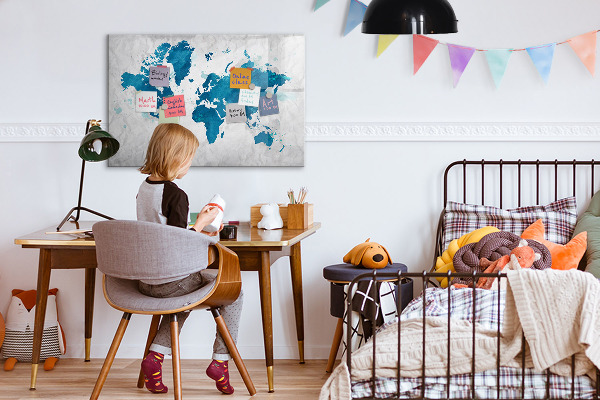 Pizarra magnética de pared con rotulador Mapa del mundo con fotos personales