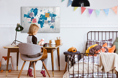 Pizarra magnética de pared con rotulador Mapa del mundo con fotos personales