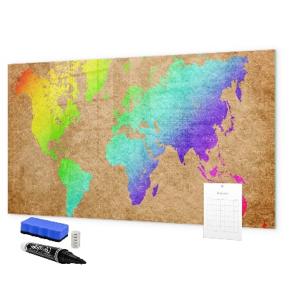 Pizarra borrable de cristal con imanes Mapa colorido con puntos para tomar fotos
