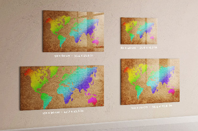 Pizarra borrable de cristal con imanes Mapa colorido con puntos para tomar fotos