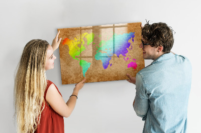 Pizarra borrable de cristal con imanes Mapa colorido con puntos para tomar fotos