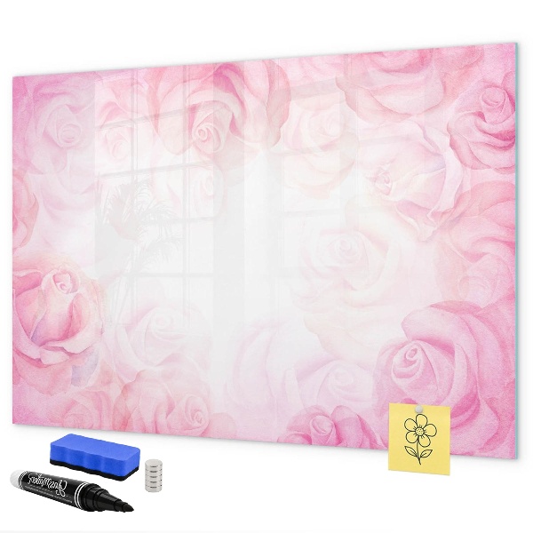 Pizarra magnética de pared con rotulador Tablero rosa para fotos y notas.