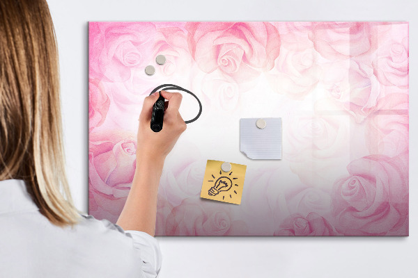 Pizarra magnética de pared con rotulador Tablero rosa para fotos y notas.