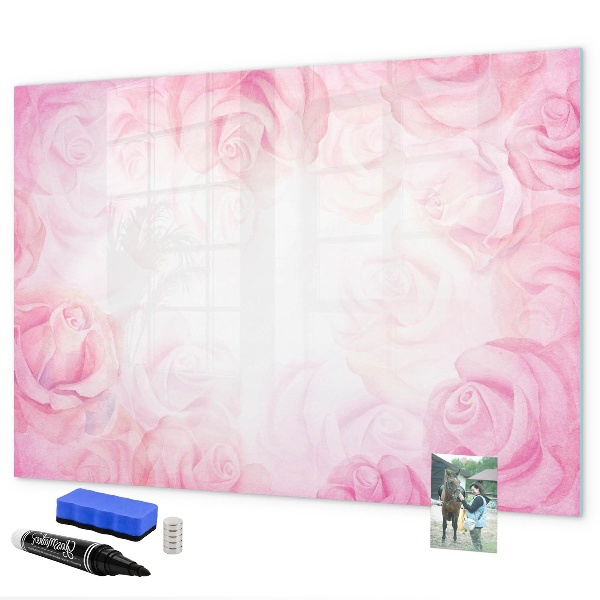 Pizarra magnética de pared con rotulador Tablero rosa para fotos y notas.