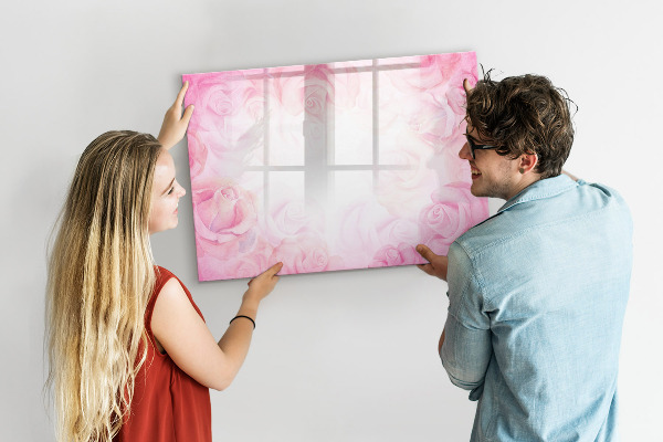 Pizarra magnética de pared con rotulador Tablero rosa para fotos y notas.