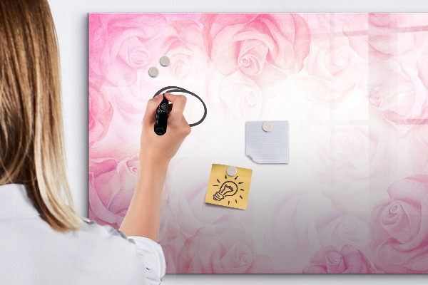 Pizarra magnética de pared con rotulador Tablero rosa para fotos y notas.