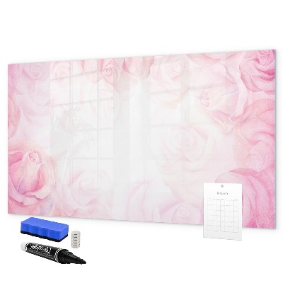 Pizarra magnética de pared con rotulador Tablero rosa para fotos y notas.