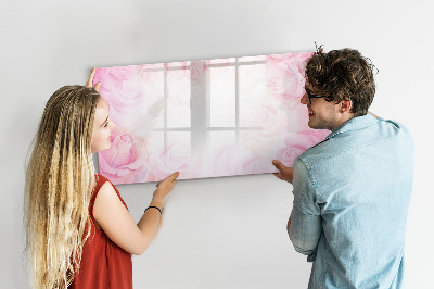 Pizarra magnética de pared con rotulador Tablero rosa para fotos y notas.