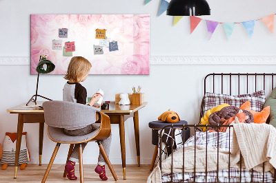 Pizarra magnética de pared con rotulador Tablero rosa para fotos y notas.