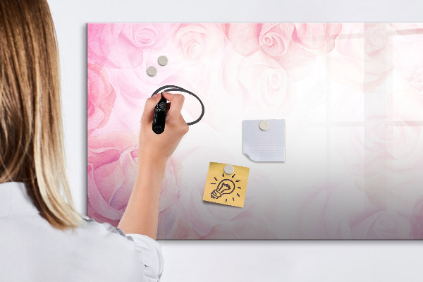 Pizarra magnética de pared con rotulador Tablero rosa para fotos y notas.