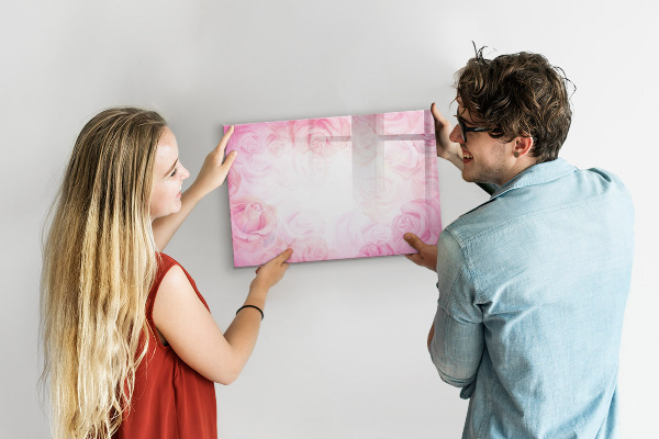Pizarra magnética de pared con rotulador Tablero rosa para fotos y notas.