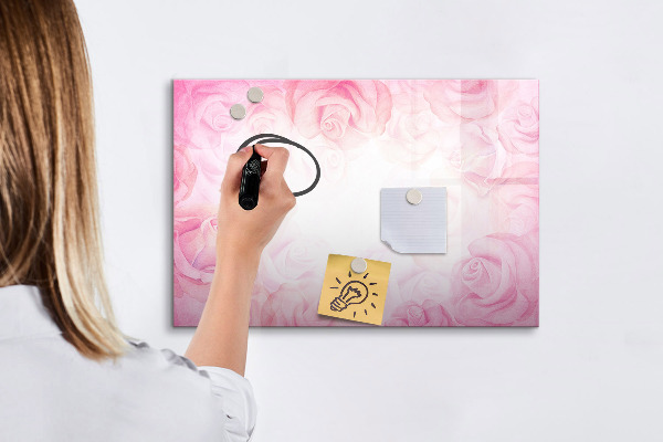 Pizarra magnética de pared con rotulador Tablero rosa para fotos y notas.
