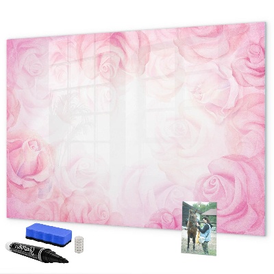 Pizarra magnética de pared con rotulador Tablero rosa para fotos y notas.