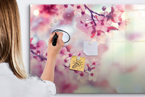 Pizarra magnética de pared con rotulador Collage floral con fotos y notas