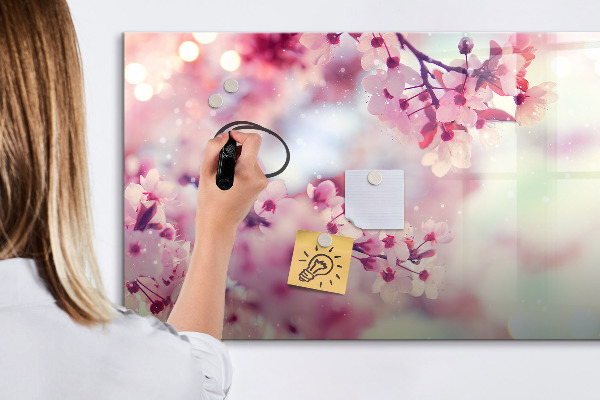 Pizarra magnética de pared con rotulador Collage floral con fotos y notas