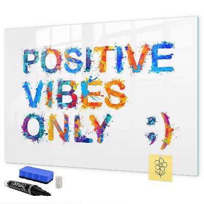 Pizarra magnética de pared con rotulador Vibraciones positivas con un estilo colorido