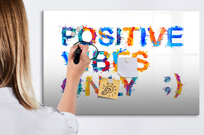 Pizarra magnética de pared con rotulador Vibraciones positivas con un estilo colorido