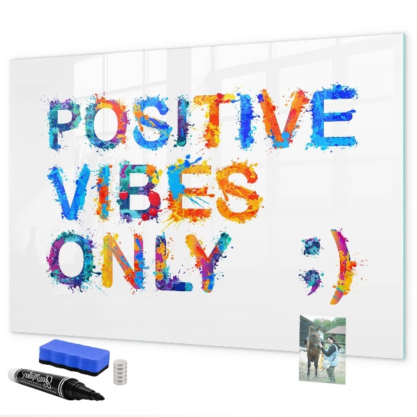 Pizarra magnética de pared con rotulador Vibraciones positivas con un estilo colorido