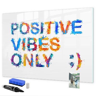 Pizarra magnética de pared con rotulador Vibraciones positivas con un estilo colorido