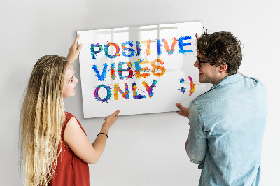Pizarra magnética de pared con rotulador Vibraciones positivas con un estilo colorido