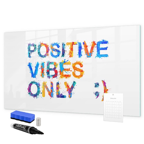 Pizarra magnética de pared con rotulador Vibraciones positivas con un estilo colorido