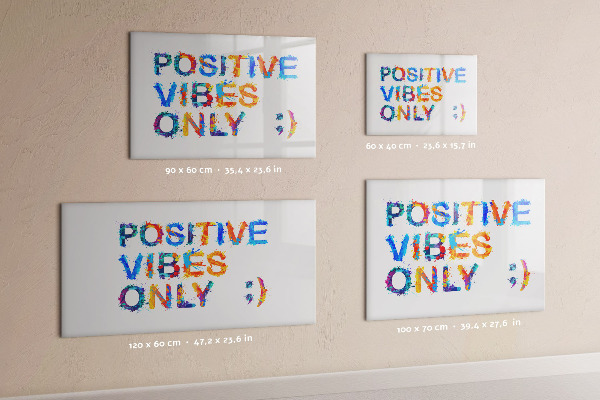 Pizarra magnética de pared con rotulador Vibraciones positivas con un estilo colorido