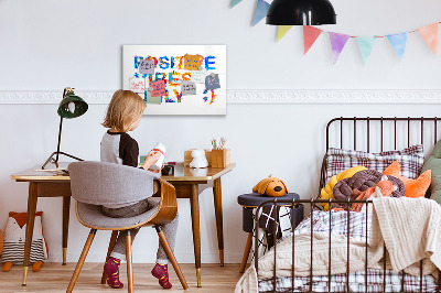 Pizarra magnética de pared con rotulador Vibraciones positivas con un estilo colorido