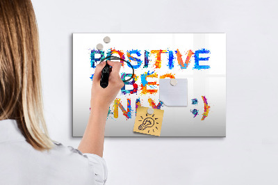 Pizarra magnética de pared con rotulador Vibraciones positivas con un estilo colorido