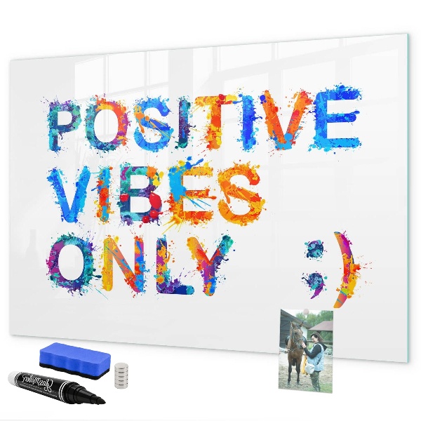 Pizarra magnética de pared con rotulador Vibraciones positivas con un estilo colorido