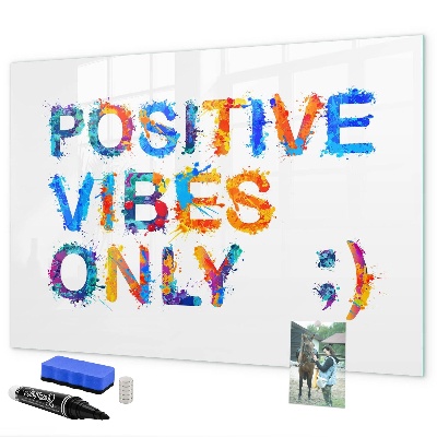 Pizarra magnética de pared con rotulador Vibraciones positivas con un estilo colorido