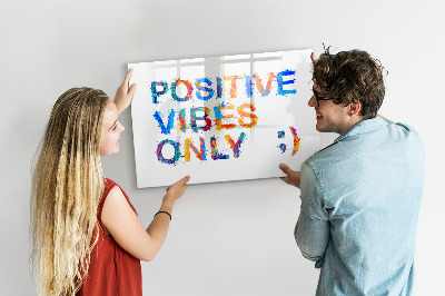 Pizarra magnética de pared con rotulador Vibraciones positivas con un estilo colorido